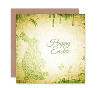 Artery8 Bunny Soft Green Grunge Easter Card Artery8 Multicolor