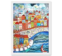 Artery8 Burano Italy Seaside Town Folk Art Artwork Framed A3 Wall Art Print