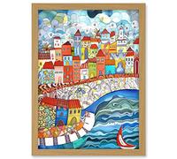 Artery8 Burano Italy Seaside Town Folk Art Artwork Framed A3 Wall Art Print