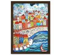 Artery8 Burano Italy Seaside Town Folk Art Artwork Framed A3 Wall Art Print
