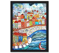 Artery8 Burano Italy Seaside Town Folk Art Artwork Framed A3 Wall Art Print
