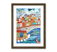 Artery8 Burano Italy Seaside Town Folk Art Artwork Framed Wall Art Print 18X24 Inch