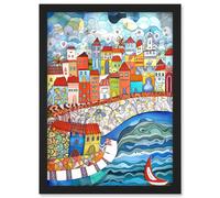 Artery8 Burano Italy Seaside Town Folk Art Artwork Framed Wall Art Print A4