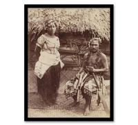 Artery8 Burton Brothers Samoan Chief Justice & His Wife Framed Art Print in Brown | Size: A4 Artery8 Brown A4