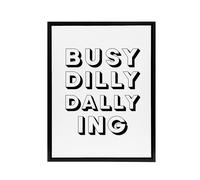 Artery8 Busy Dilly Dallying Minimalist Black White Funny Framed Canvas Art | Size: W18" x H24" Artery8 White W18" x H24"