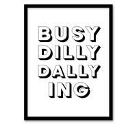 Artery8 Busy Dilly Dallying Minimalist Black White Funny Framed Wall Art Print | Size: W12" x H16" Artery8 White W12" x H16"