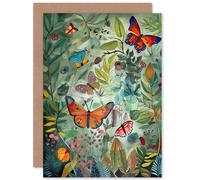 Artery8 Butterfies in a Spring Field Modern Folk Art Nature Birthday Sealed Greeting Card Plus Envelope Blank inside