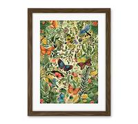 Artery8 Butterflies Flying in Spring Field Modern Folk Art Artwork Framed Wall Art Print 18X24 Inch