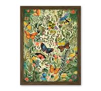 Artery8 Butterflies Flying in Spring Field Modern Folk Art Artwork Framed Wall Art Print 18X24 Inch