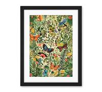 Artery8 Butterflies Flying in Spring Field Modern Folk Art Artwork Framed Wall Art Print 18X24 Inch