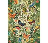 Artery8 Butterflies Flying in Spring Field Modern Folk Art Extra Large XL Wall Art Poster Print