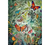 Artery8 Butterflies in a Spring Field Modern Folk Art Large Wall Art Poster Print Thick Paper 18X24 Inch
