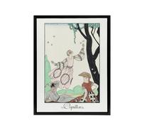 Artery8 Butterflies Picnic Fashion Barbier Black Framed Canvas Wall Art in White | Size: W18" x H24" Artery8 White W18" x H24"
