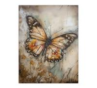 Artery8 Butterfly Dawn Vintage Aesthetic Painting Calm Golden Grunge Extra Large XL Wall Art Poster Print