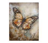 Artery8 Butterfly Dawn Vintage Aesthetic Painting Calm Golden Grunge Unframed Wall Art Print Poster Home Decor Premium | Size: W12" x H16" Artery8 Multicolor W12" x H16"