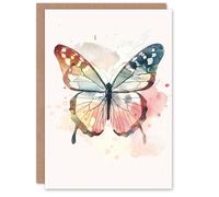 Artery8 Butterfly Delicate Soft Pastel Colour Watercolour For Child Kids Birthday Card