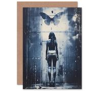 Artery8 Butterfly Dreams Abstract Grunge Emo for Wife Her Mum Sister Daughter Mom Gran Nan Birthday Thank You Congratulations Blank Art Greeting Card