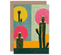 Artery8 Cactus Abstract Custom Greeting Card Personalised Message Inside for Him or Her Man Woman Birthday Thank You Congratulations