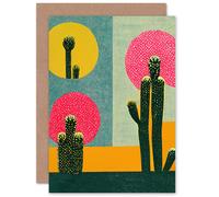 Artery8 Cactus Abstract for Him or Her Man Woman Birthday Thank You Congratulations Blank Art Greeting Card