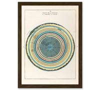 Artery8 Caetani 1855 Map Chart Circles Hell Dante Inferno Divine Comedy Artwork Framed Wall Art Print A4 in Brown Artery8 Brown