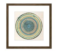 Artery8 Caetani 1855 Map Chart Hell Dante Divine Comedy 8X8 Inch Square Wooden Framed Wall Art Print Picture with Mount in Brown Artery8 Brown