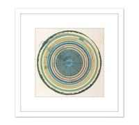 Artery8 Caetani 1855 Map Chart Hell Dante Divine Comedy 8X8 Inch Square Wooden Framed Wall Art Print Picture with Mount in White Artery8 White