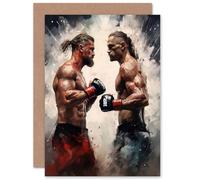 Artery8 Cage Fight Mixed Martial Arts Boxing Wrestling MMA for Husband Him Dad Son Brother Birthday Thank You Congratulations Blank Art Greeting Card