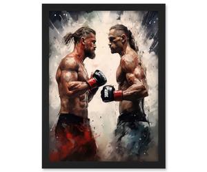 Artery8 Cage Fight Oil Paint Artwork Combat Mixed Martial Arts Boxing Wrestling Artwork Framed A3 Wall Art Print