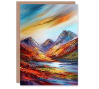 Artery8 Greeting Card Cairngorms Heather Mountain Peak Hike Landscape Blank For Him Or Her Art Birthday Card