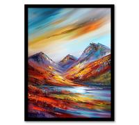 Artery8 Cairngorms Heather Mountain Peak Hike Landscape Framed Art Print | Size: W12" x H16" Artery8 Multicolor W12" x H16"