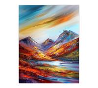 Artery8 Cairngorms Heather Mountain Peak Hike Landscape Wall Art Print | Size: W12" x H16" Artery8 Multicolor W12" x H16"