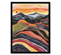Artery8 Cairngorms Mountains Scottish Sunset Folk Art Framed Art Print | Size: W12" x H16" Artery8 Multicolor W12" x H16"
