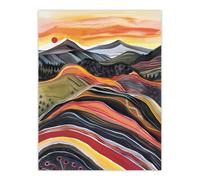 Cairngorms Mountains Scottish Sunset Folk Art Wall Art Print Artery8 Multi W24 inch x H32 inch