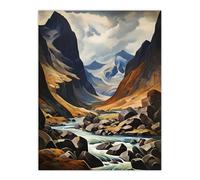 Artery8 Cairngorms National Park Oil Painting Dramatic Scottish Highlands Mountains Unframed Wall Art Print Poster Home Decor Premium Artery8 Multicolor W12" x H16"