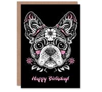 Artery8 Calavera French Bulldog Dog Lover Day Of The Dead For Her Woman Birthday Card