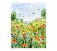 Artery8 California Poppy Reserve Summer Flower Meadow Living Room Large Wall Art Poster Print Thick Paper 18X24 Inch