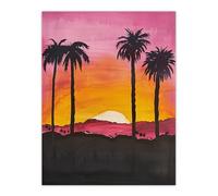Artery8 California Sunset Sky Orange Pink Sky Setting Sun Living Room Extra Large XL Wall Art Poster Print