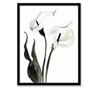Artery8 Calla Lily Flower Black White Watercolour Lilies Living Room Artwork Framed Wall Art Print 18X24 Inch