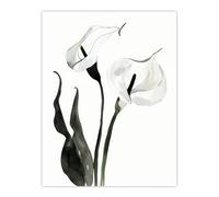 Artery8 Calla Lily Flower Black White Watercolour Lilies Living Room Large Wall Art Poster Print Thick Paper 18X24 Inch