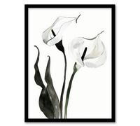 Artery8 Calla Lily Flower Black White Watercolour Lilies Living Room Artwork Framed Wall Art Print A4