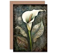 Artery8 Calla Lily Flower Bloom Batik for Wife Her Mum Sister Daughter Mom Gran Nan Birthday Thank You Congratulations Blank Art Greeting Card