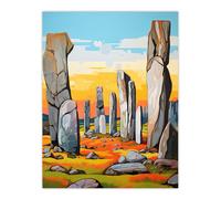 Artery8 Callanish Standing Stones Vibrant Artwork Ancient Stone Circle Isle Of Lewis Scotland Large Wall Art Poster Print Thick Paper 18X24 Inch