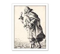 Artery8 Callot Gentlemnan Greeting With Felt Under Arm Artwork Framed Wall Art Print 18X24 Inch
