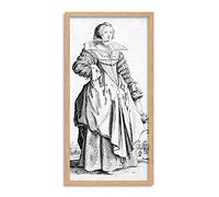 Artery8 Callot Noble Woman Big Collar Dress Drawing Framed Wall Art Print Long 25X12 Inch