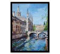 Artery8 Cambridge Boat Race Scene Painting Summer England Living Room Artwork Framed Wall Art Print A4