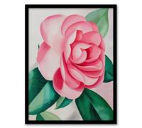 Artery8 Camelia Winter Rose Flower Watercolour Painting Framed Art Print in Pink | Size: W12" x H16" Artery8 Pink W12" x H16"