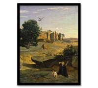 Artery8 Camille Corot Hagar & Her Son in the Wilderness Framed Art Print | Size: A4 Artery8 Multicolor A4