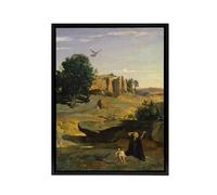 Artery8 Camille Corot Hagar & Her Son in the Wilderness Framed Canvas Art | Size: W24" x H32" Artery8 Multicolor W24" x H32"