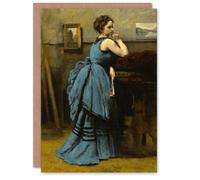 Artery8 Camille Corot Lady in Blue La Dame en Bleu Blank Art Greeting Card