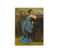 Artery8 Camille Corot Lady in Blue La Dame en Bleu Canvas Wall Art Print | Size: W24" x H32" Artery8 Multicolor W24" x H32"